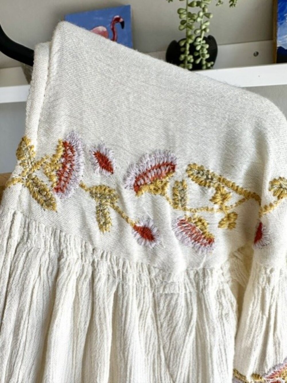 Free People Off-White Embroidered Boho Summer Dress - Medium - Picture 3 of 4